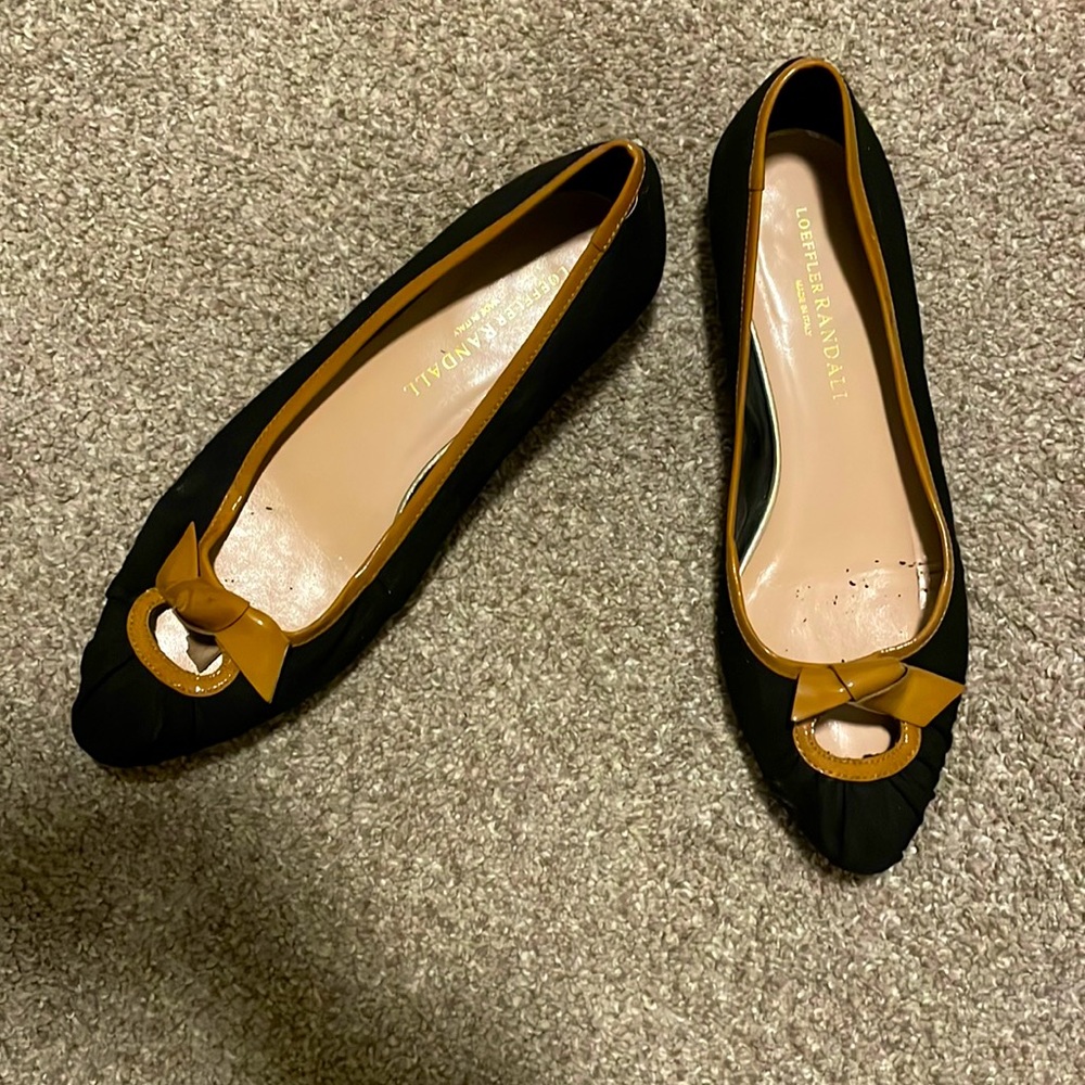 Loeffler Randall black flats with bow, 6